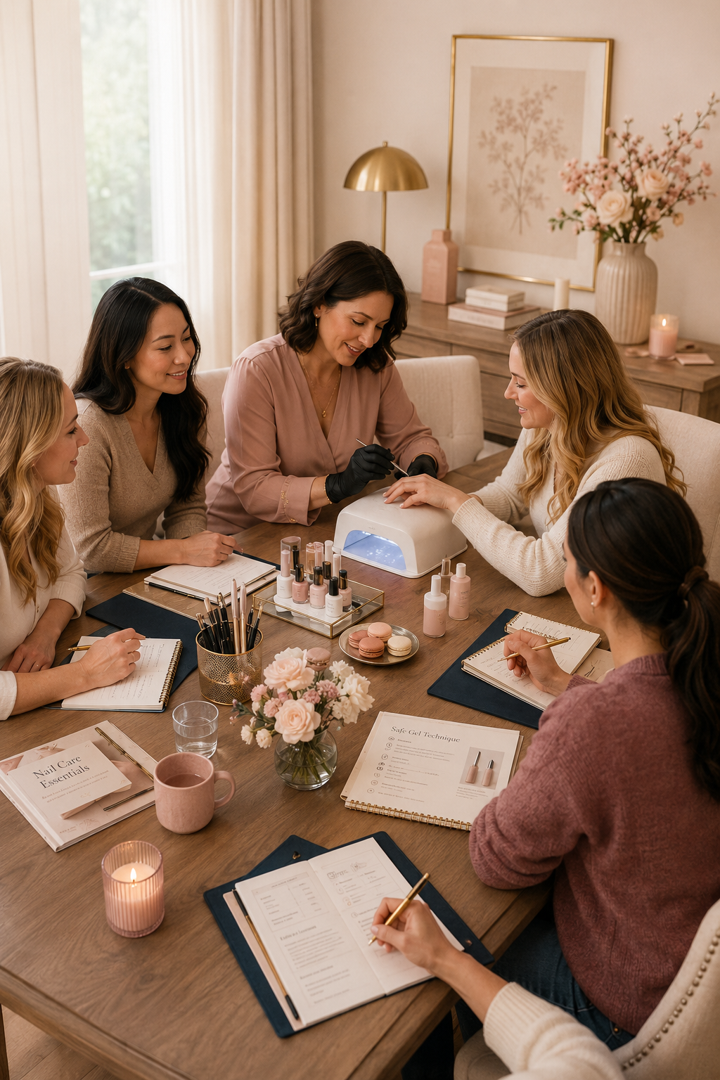 Women learning at a Nail Table workshop